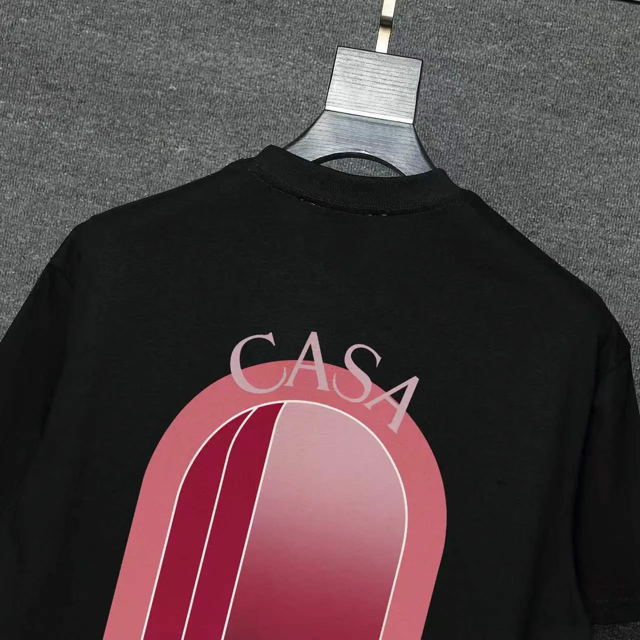 26ss CASABLANCA original printing process short-sleeved T-shirt original development using high-density double yarn pure cotton fabric upper body soft and comfortable color Black White Dark Green color Orange Pink Blue Royal Blue color cigarette powder 8 colors Sizes S M L XL